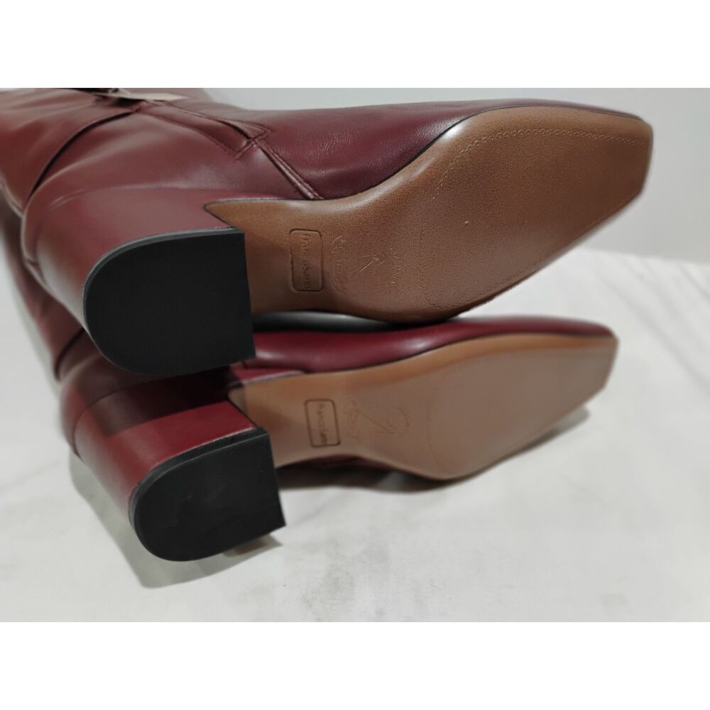 New Franco Sarto Sorelina Knee High Boots Bordo Red Leather 7.5 M Wide Calf — image 6 of 7